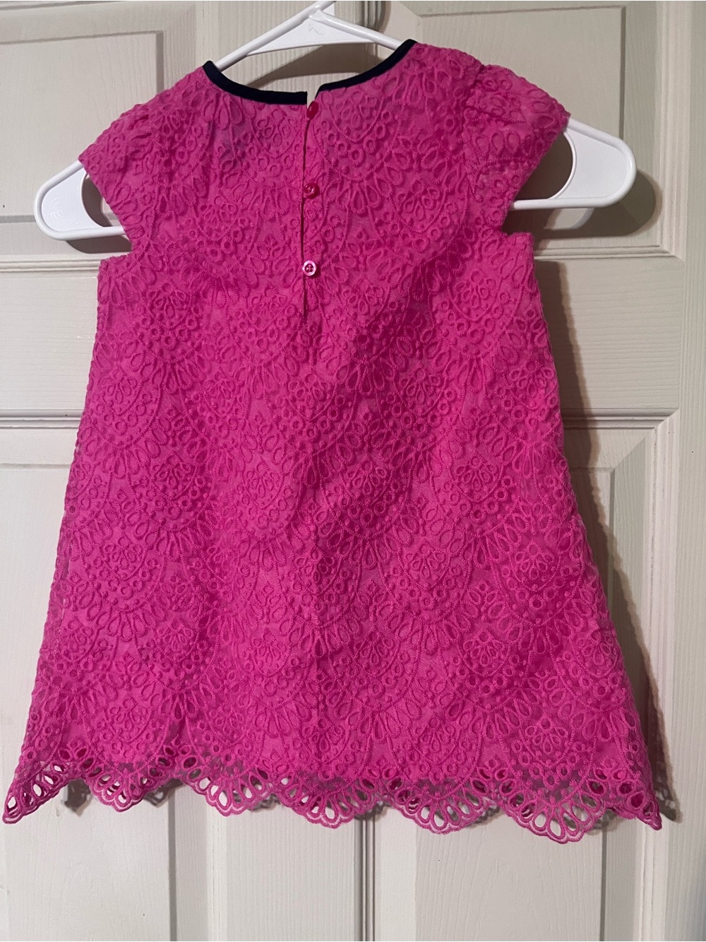 Baby Gap Girls Hot Pink Lace Dress with Black Trim Bow 3 year Toddler dress - Picture 2 of 5